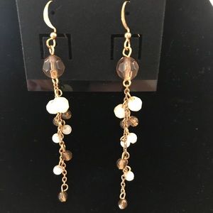 Jewelery- gold, topaz and white dangle earrings
